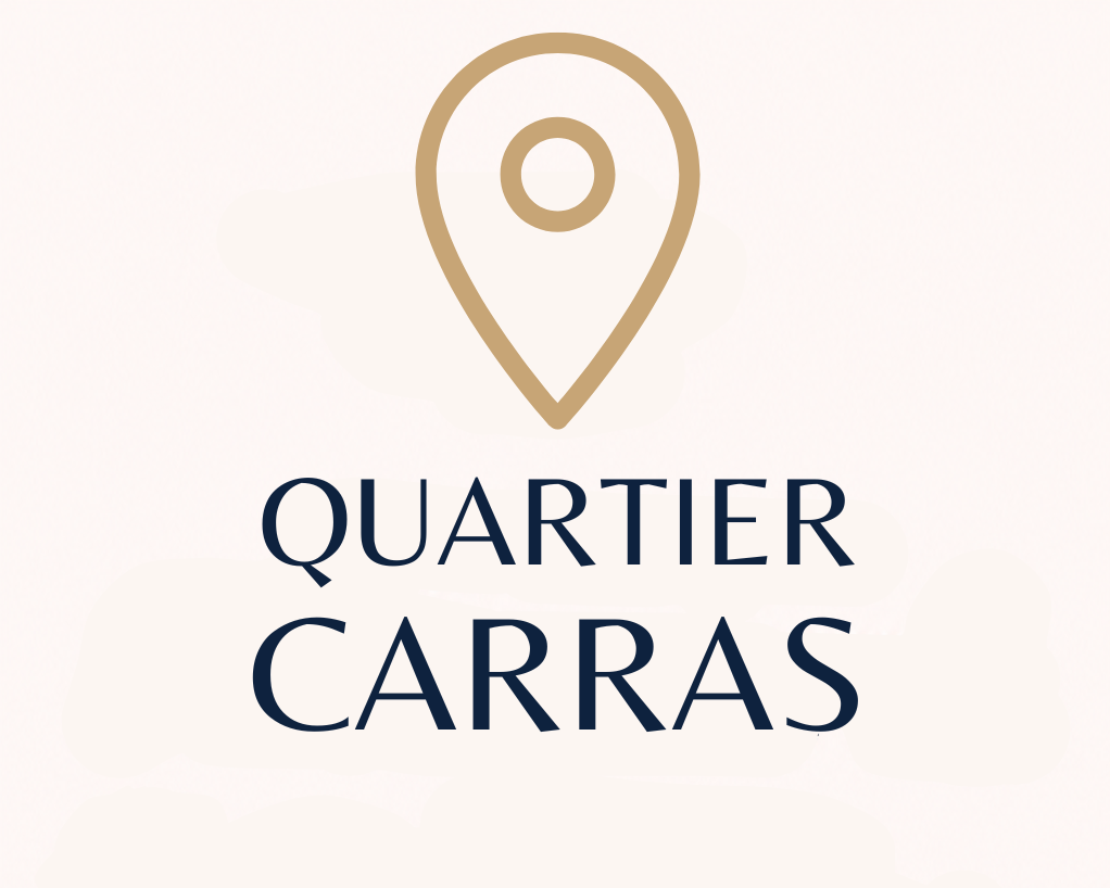 Illustration du quartier Carras à Nice, emplacement stratégique de Maison Carras à proximité de la Promenade des Anglais, du tramway et de l'aéroport.
